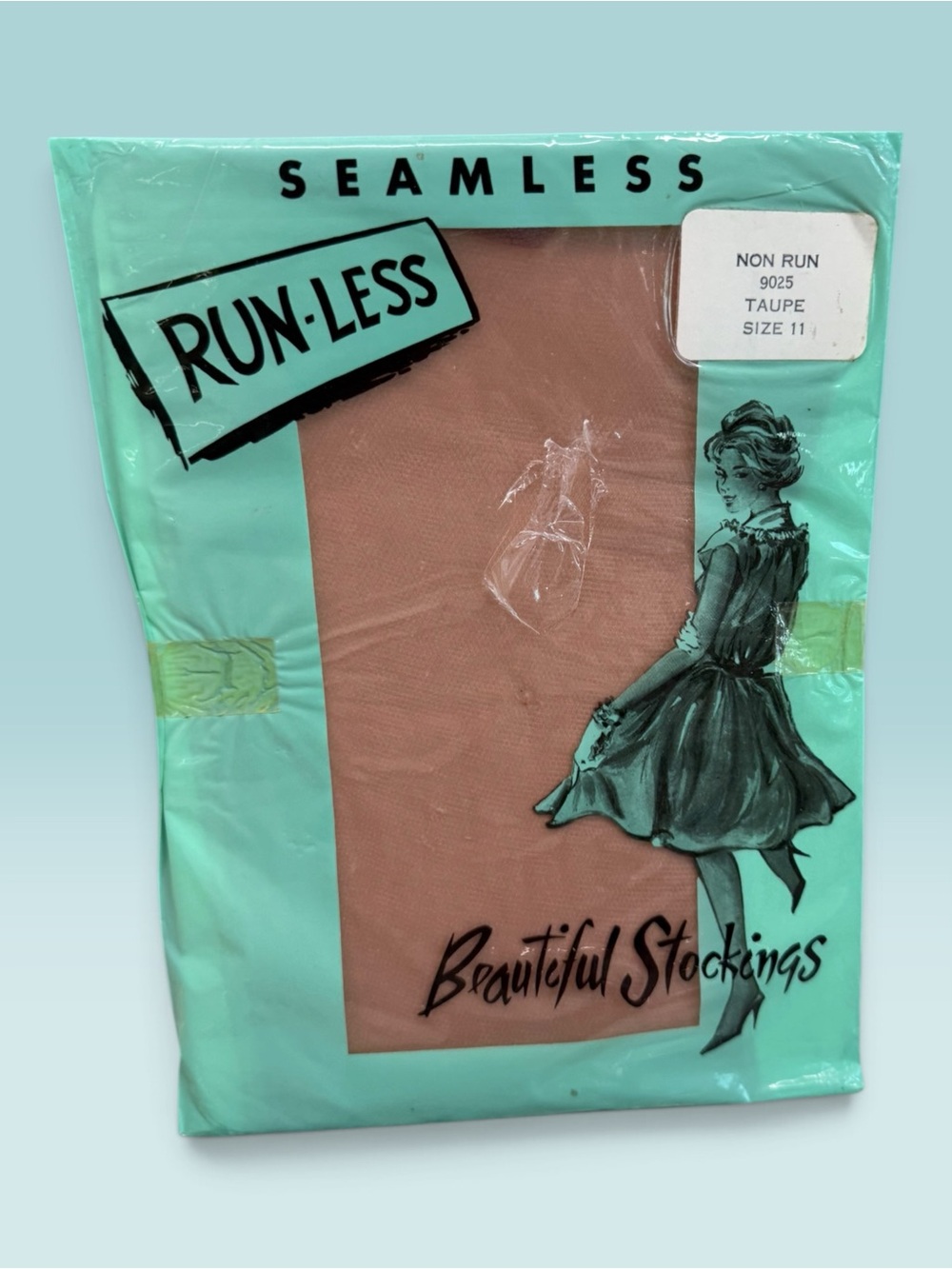 Vtg Twitchell Beautiful Sheer Seamless Stockings Non-Run All Nylon Taupe Size 11